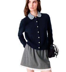 Cardigan avec col en popeline Maje