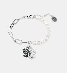 Bracelet Swan, Perle de cristal, Cygne, Noir, Finition mix de métal Swarovski