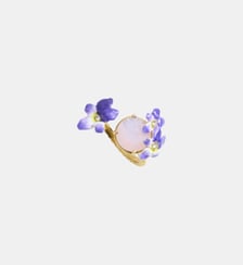 Bague ajustable pierre ronde facettée rose et violettes Les Néréides
