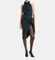 Robe drapée en jacquard cloqué Balmain