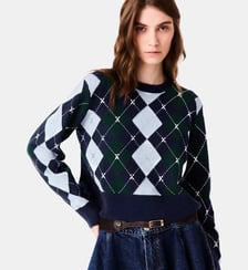 Pull à motif argyle avec strass Maje