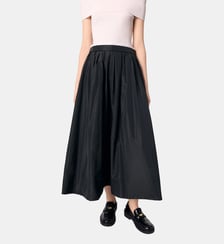 Jupe à volants avec taille contrastée longue Maje