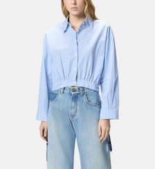 Chemise cropped à rayures et col bijou Pinko