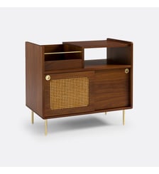 Meuble vinyles en plaqué noyer et cannage La Redoute Interieurs