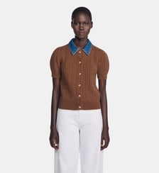 Cardigan à col en denim Sandro