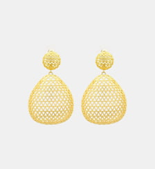 Boucles d'oreilles pendantes percées   doré à l'or fin - Betty Satellite
