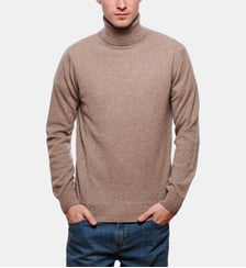 Pull Col roulé marron en 100% cachemire 2 fils Atelier Privé