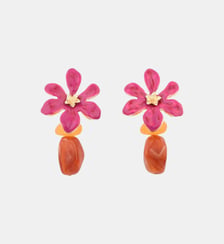 Boucles d'oreilles fleur rose fuchsia et perles Balaboosté