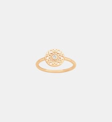Petite bague jeton Petite Fortune en Plaqué Or avec diamant blanc La Garçonne Diamant