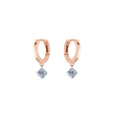 Mini Créoles 360° - 2 diamants princesse, poids total 0,40ct approx.  - Or rose 750‰ La Brune & La Blonde
