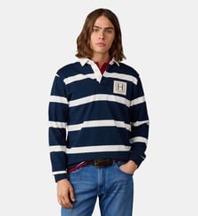 Polo De Rugby À Rayures Avec Logo Coupe Regular Hackett London