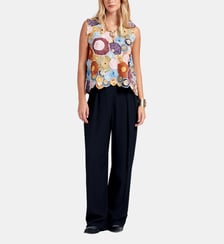 Top Embroidered V-Neck Scala Fun-Gi Yellow La DoubleJ