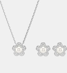 Parure Ariana Grande x Swarovski, Perle de cristal, Fleur, Métal rhodié Swarovski