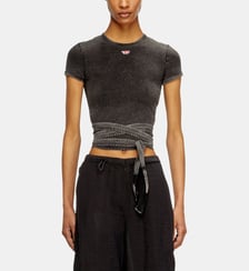 T-shirt effet denim avec lanières croisées Diesel