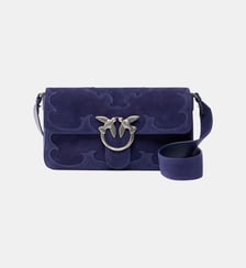 Sac porté épaule moyen love bag one slouchy en daim avec incrustations Pinko