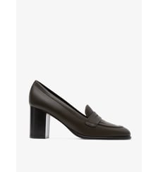 Vittore - Mocassins En Cuir Lisse Kaki Parallèle