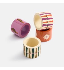 Lot de 4 ronds de serviette, en bois de manguier imprimé La Redoute Interieurs