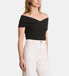 T-shirt ajusté col bardot croisé La Fée Maraboutée
