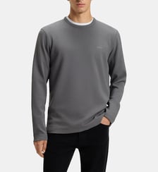 T-shirt droit manches longues en coton gaufré mélangé BOSS