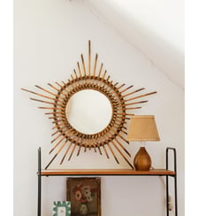 Miroir soleil en rotin Igor N°720- Produit chiné Debongout