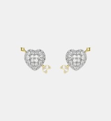 Clous d'oreilles Idyllia, Cœur avec flèche, Finition mix de métal Swarovski