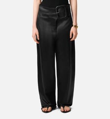 Pantalon Avec Ceinture A Boucle en Satin AMI Paris