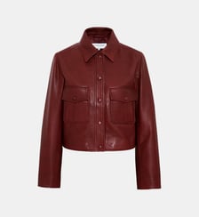 Veste courte en cuir bordeaux - NOEVE Gerard Darel
