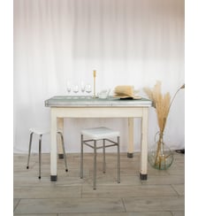 Table à manger vintage en inox Romy N°571- Produit chiné Debongout