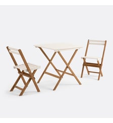 Set de jardin pliable, en acacia, 2 places, table carrée et 2 chaises La Redoute Interieurs