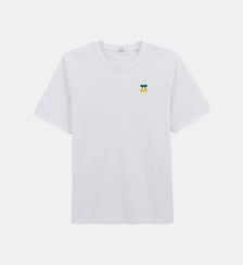 T-shirt col rond en coton broderie poitrine cerises jaunes Serge Blanco