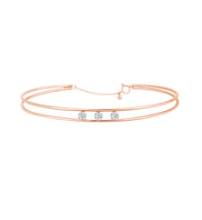 Bracelet Double Jonc - 3 diamants, poids total 0,30ct approx. - Or rose 750‰ La Brune & La Blonde