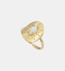 Bague  nacre blanche dorée - iris Caroline Najman