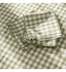 Serviette de table en chanvre et coton mélangés, PASSION VICHY Blanc Cerise