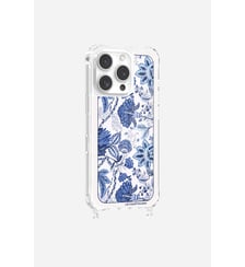 Coque de téléphone glossy foulard bleu avec anneaux pour iPhone 16 Pro La Coque Française