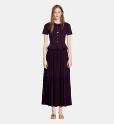 Robe longue en maille à basque Sandro