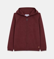 Cardigan - Bordeaux laine capuche maille ajourée Tartine Et Chocolat