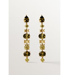 Boucles d’oreilles longues plaquées or jaune avec cristaux verts Aristocrazy
