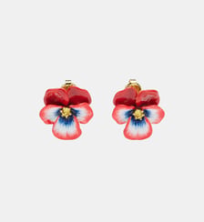 Boucles d'oreilles pensée rouge et cristal taillé Les Néréides