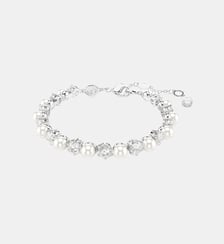 Bracelet Tennis Matrix, Perle de cristal, Métal rhodié Swarovski