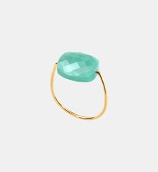 Bague or jaune coussin amazonite Morganne Bello