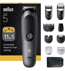 Tondeuse multi usages AIO5560, 14 hauteurs de coupe, précision 0,5 mm, autonomie 120 mn Braun