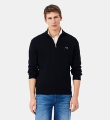 Pull zippé uni col montant laine Lacoste