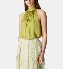 Top sans manches col montant en satin Ikks
