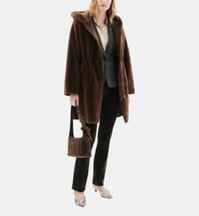 Manteau gapuchon - Motif uni - Polyester recycle Caroll
