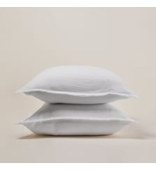 Lot De 2 Taies D'Oreiller  Gaze de coton lavé finition frangée, 65x65 cm Madura
