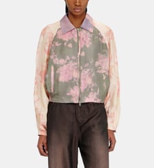 Blouson bomber fleuri en acétate froissé Diesel