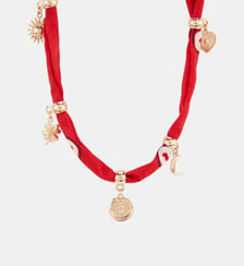 Collier tissu rouge à charms Balaboosté