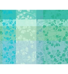 Set pur coton enduit motif jacquard bleu vert Mille feuillages turquoise Garnier Thiebaut
