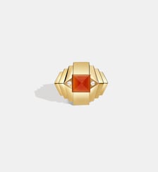 Bague Rockaway Mini Pyramide Or Jaune et Cornaline Statement