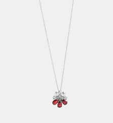 Collier pendentif argenté cosmos et pierres rouges Les Néréides
